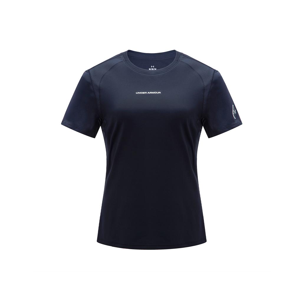 Under Armour Ultraviolet Protection Quick-Dry Lightweight Moisture-Wicking Crew Neck Short Sleeve T-Shirt Women Tops Deep-Sea-Blue 15225117-0108