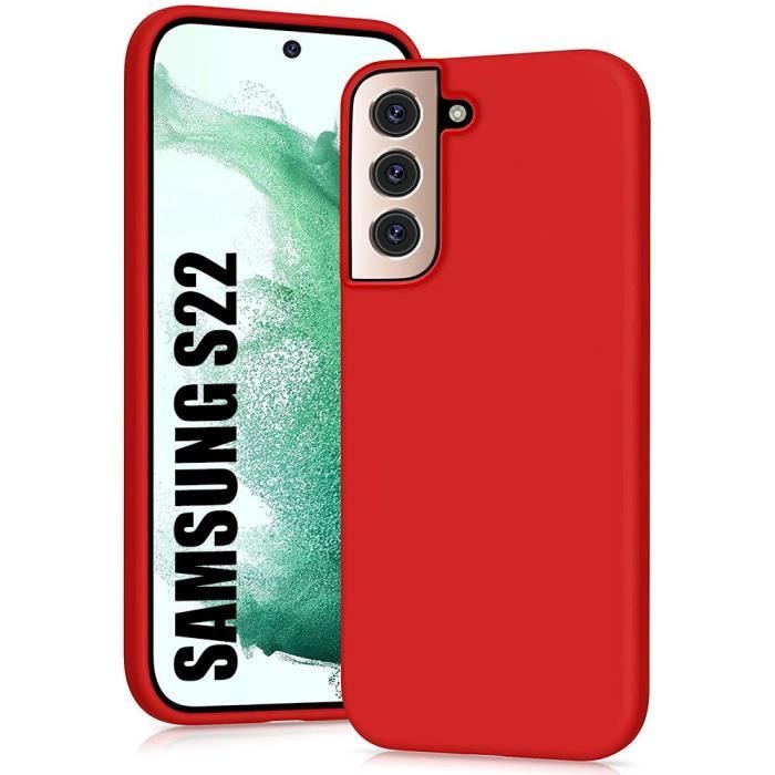 Coque Silicone - BOOLING - pour Samsung S22 - Souple - Haute Résistance - Ultra Slim Léger - Rouge