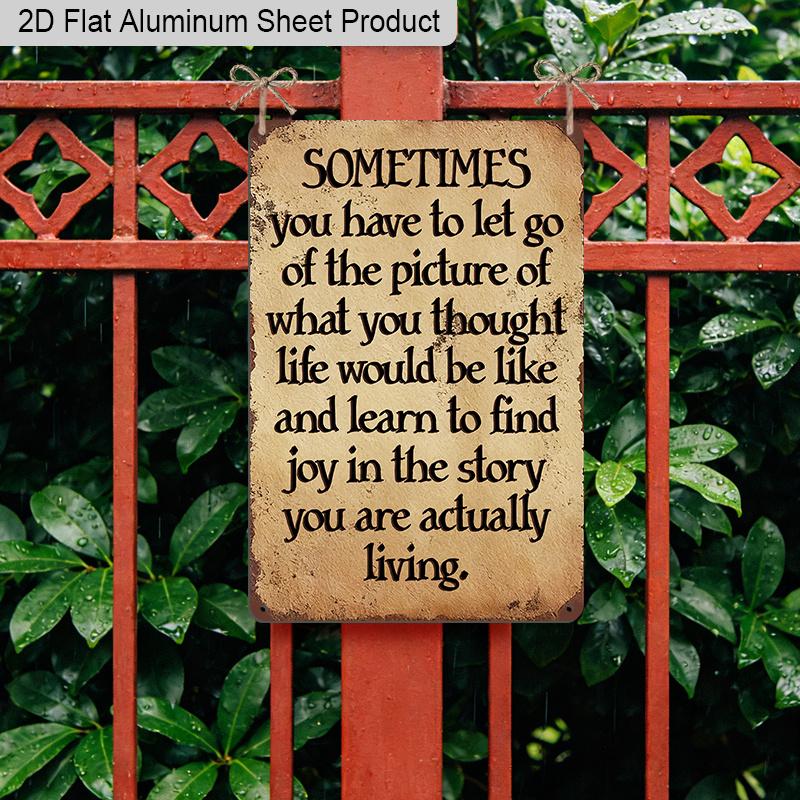 2D Flat 1pc Inspirational Vintage Aluminum Decoration Plaque, "Sometimes You Have To Let Go" Lettering Sign, Bedroom Decor, Office Decor, Therapy