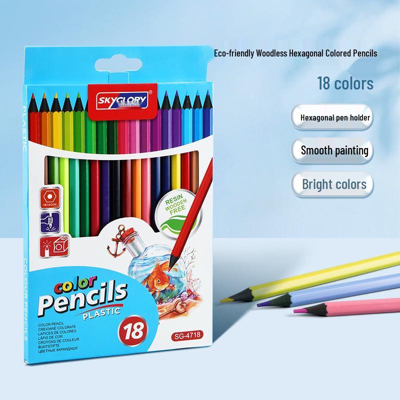 Eco-Friendly Hexagonal Oil-Based Colored Pencils - 48 Color Set for Students
