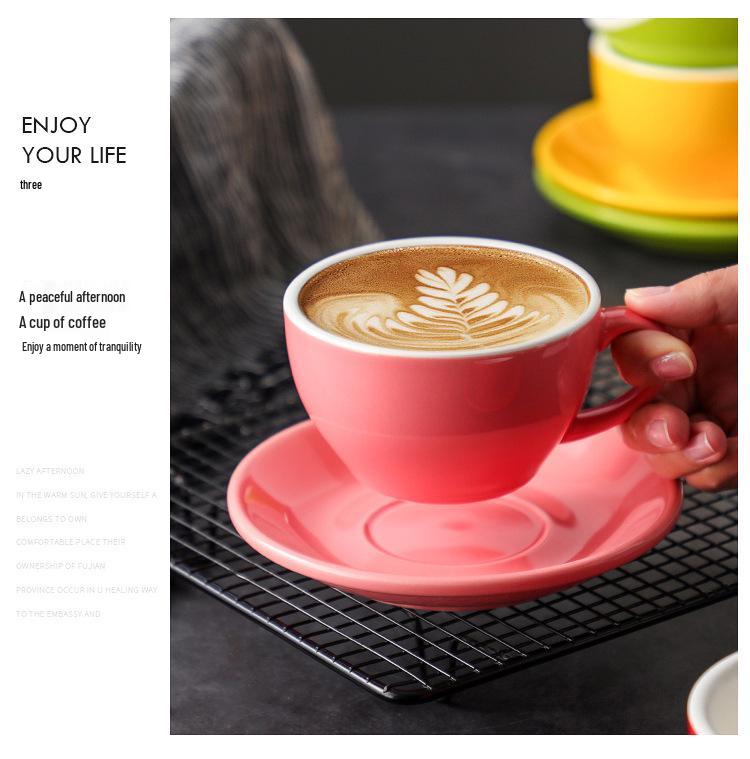 250ml Thickened Ceramic Latte Art Cup - Large Capacity, Light Luxury, Retro Design, Customizable Logo