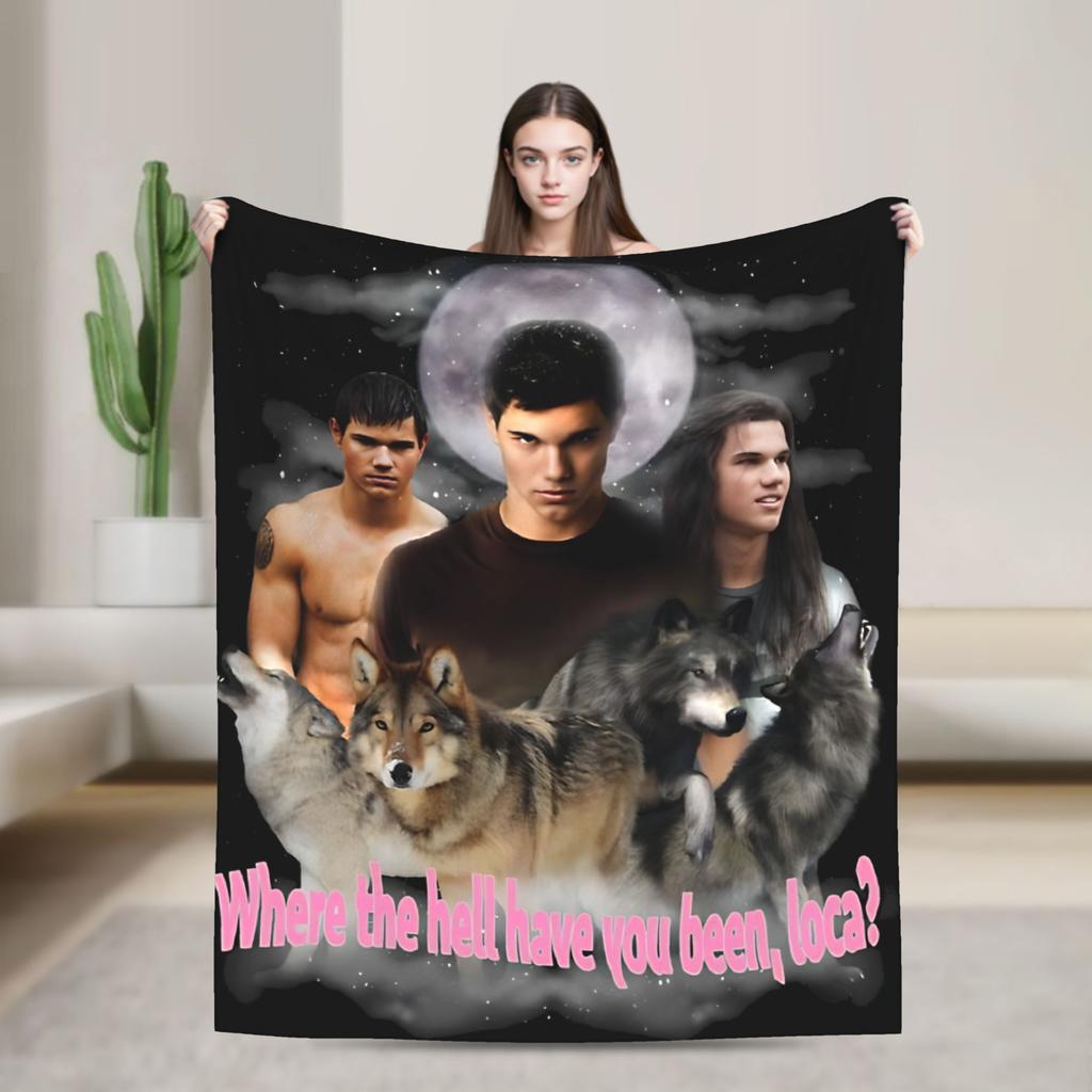 Twilight Jacob Black Cozy Blankets Novelty Travel Car Throw Blanket Home Decor Flannel Bedspread Sofa Bed Cover