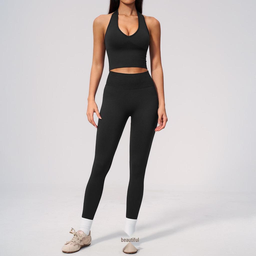 Seamless Quick-Drying High-Waist Yoga Set with Butt-Lifting Pants for Women