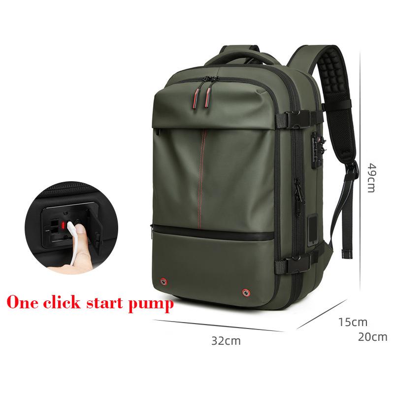 Men Travel Backpack One Click Start Pump Vacuum Compression Laptop Backpack Hiking Business 17 Inch Extended School Backpack