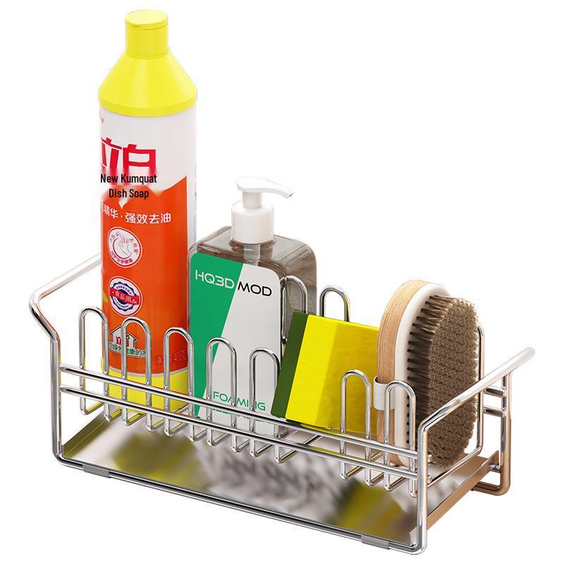 Japanese Style 304 Stainless Steel Kitchen Countertop Rack for Sponges, Soap, and Cloths