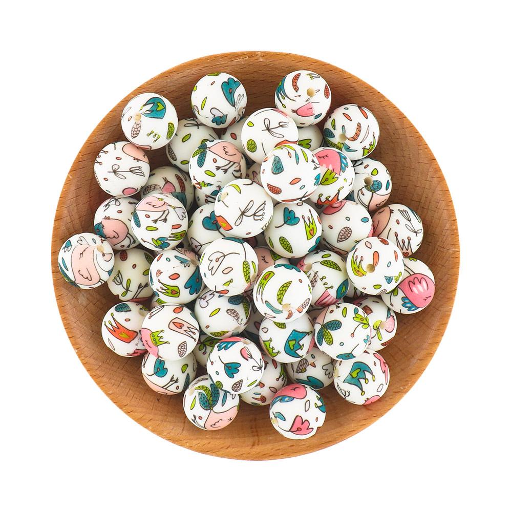 5Pcs 15mm Round Leopard Silicone Printed Beads For Jewelry Making DIY Keychain Necklace Bracelet Jewelry Accessories