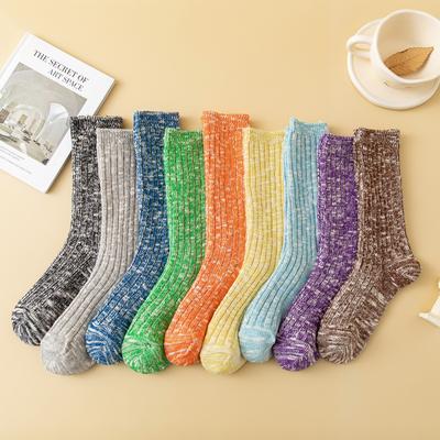 Originele Sneeuwvlok Kleur Effen Kleur Dik Garen Verdikt Middel Lang Sokken Trend Sport Pure Katoen Stapelen Sokken