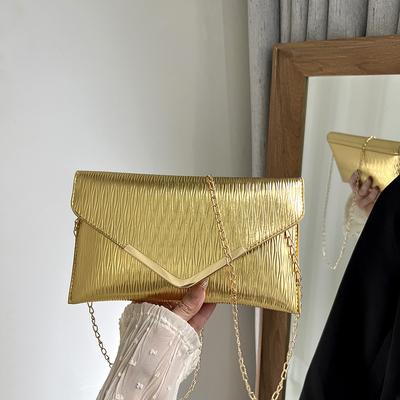 Módní skládaná taška na psaníčka do ruky, taška na večeři, personalizovaný řetízek ve tvaru V v zahraničním stylu, dámská taška se šikmým rozpětím na jedno rameno