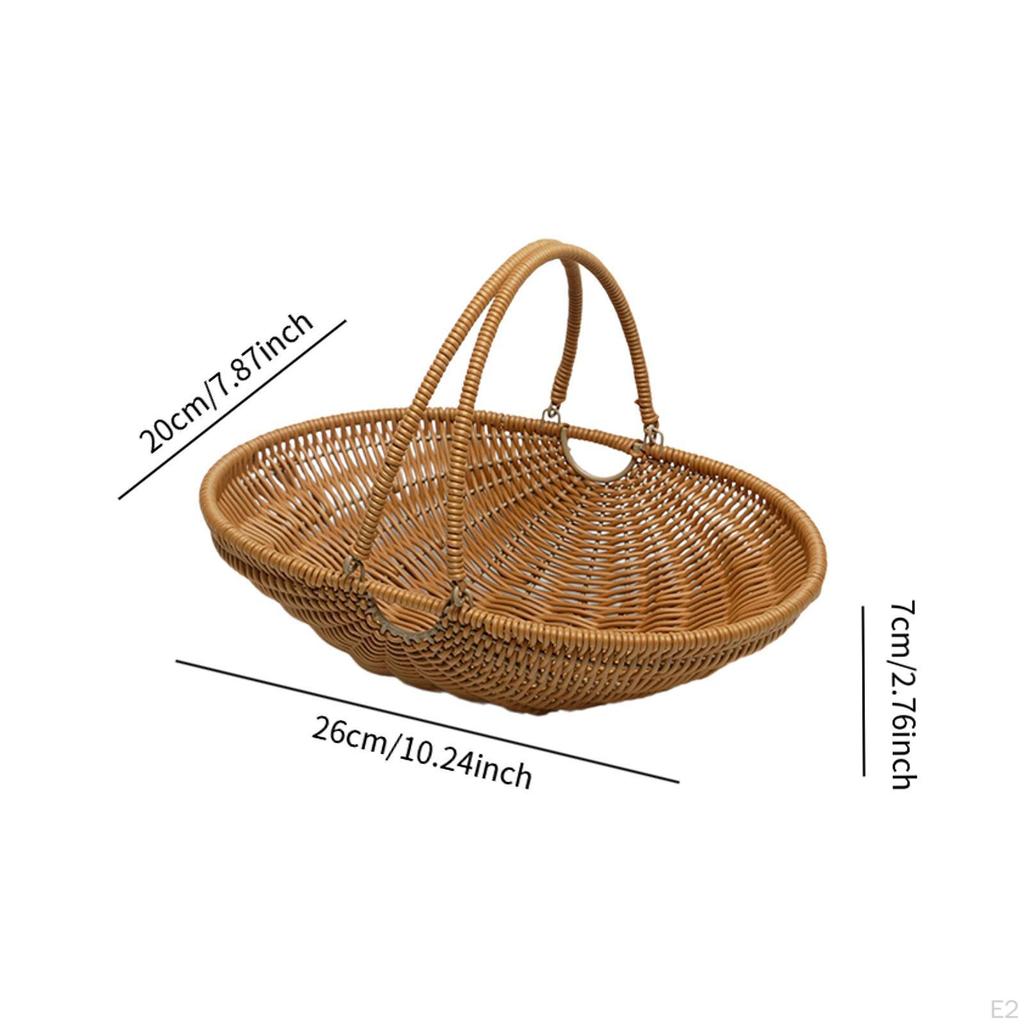 Imitation Rattan Kitchen Tote Basket Iron Wire Frame for Foods or Small Sundries Sturdy with