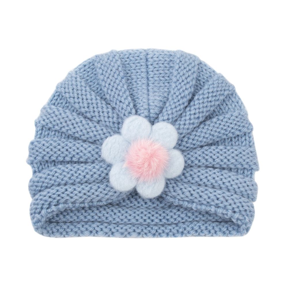 Toddler Outdoor Big Flower Infant Newborn Winter Baby Hat Beanie Cap Knitted Hats Kids Bonnet Hat