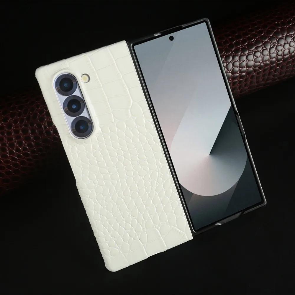 Hand Crafted Genuine Leather Case For Samsung Galaxy Fold 6 Fold 3 Mobile Phone Cover Galaxy Z Flip6 Back Shell Coque