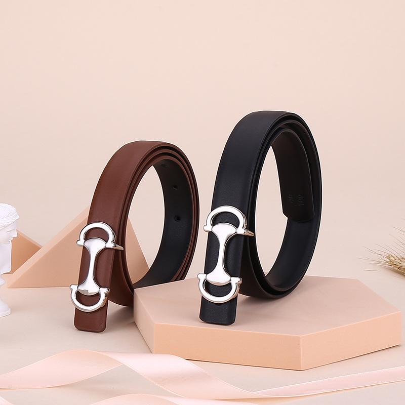 Belt Women'S Premium Anchor Smooth Buckle Leather Cowhide Belt Women'S Decorative Suit Belt