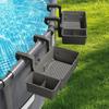 Poolside Storage Basket with Pool Cup Holders Plastic Pool Side Basket Above Ground Swimming Pool Accessories for Drinks Soap