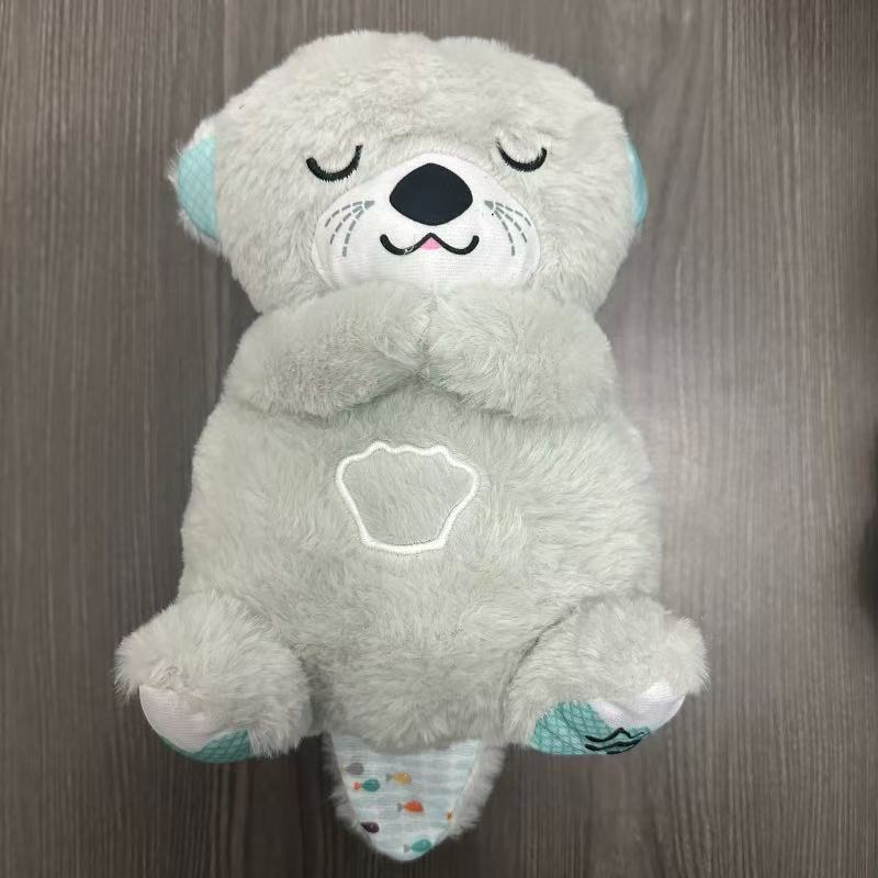 Neues atmendes Otter-Stofftier mit Musik & Licht, Weiches Kuscheltier, Beruhigender Begleiter für Kinder, Niedliches Geschenk für Mädchen