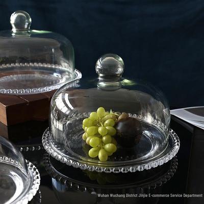 Nordic Minimalist Glass Cake Stand with Lid and Pastry Cover, Buffet and Fruit Dessert Display.