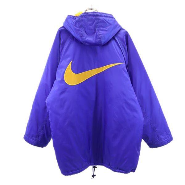 NIKE 90s 00s White Tag Old Big logo embroidery Batting jacket Nylon Hood Men's Used