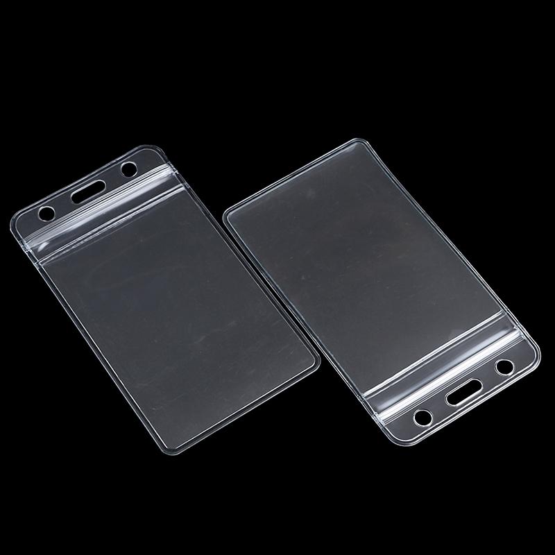 10Pcs Vertical Transparent Vinyl Plastic Clear Id Card Badge Holder