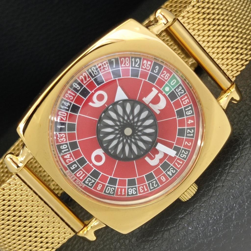 

ART DECO VINTAGE HAND-WINDING SWISS MENS REFURBISHED RED DIAL WATCH a701119-5 R205b-a701119