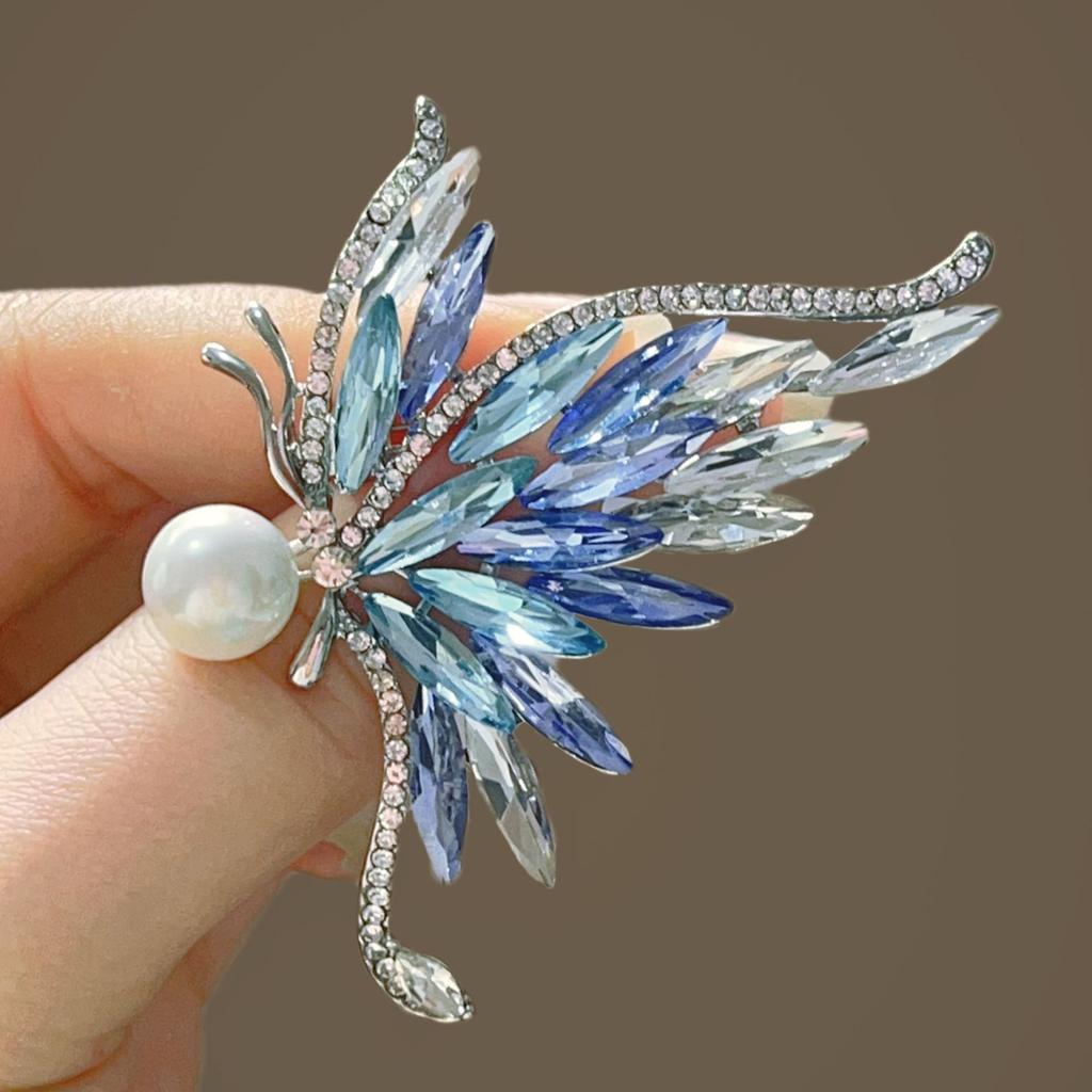 Light Luxury Blue Butterfly Brooch for Women