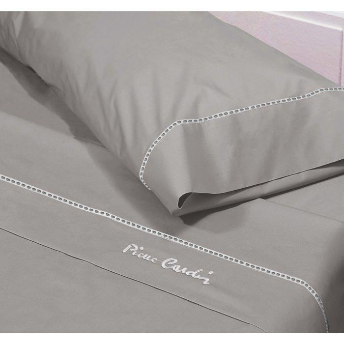 Parure de lit en coton - Pierre Cardin - Lit 90 cm - Gris - 100% percale de coton - 3 pièces - Moderne - Uni