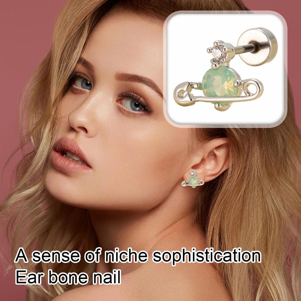 Safety Pin Saturn Stud Earrings - Double-Ended Screw Shaft, Unique High-End Titanium Steel Cartilage Earrings For Young Girls