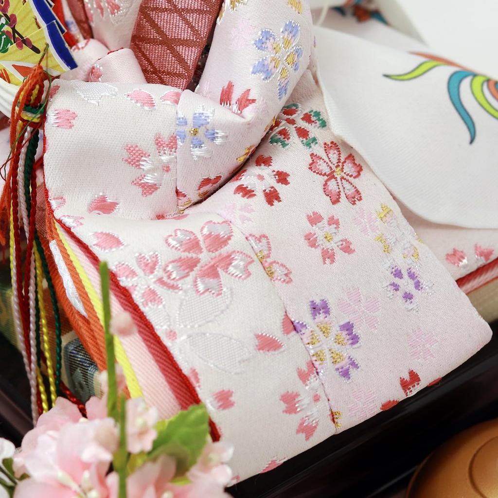 Hina Doll Hina Doll Prince Case Decoration Hexagonal Case Decoration White Painted Panoramic Glass Case Cherry Blossom Back with LED Width 56 X Depth