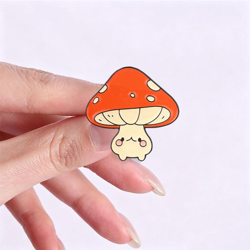 Cute Mushroom Enamel Pins Cartoon Red Pink Toadstool Brooches Cottagecore Badge Forest Fungi Jewelry Gift For Friends