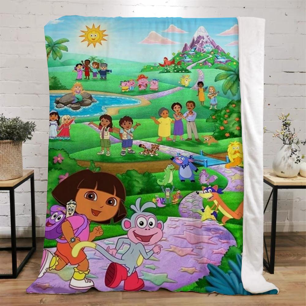 Dora the Explorer Cotton Blanket for Sofa Decoration Luxury Blankets King Size Bed Throw Home Interior Beach Towel Knitted Plaid