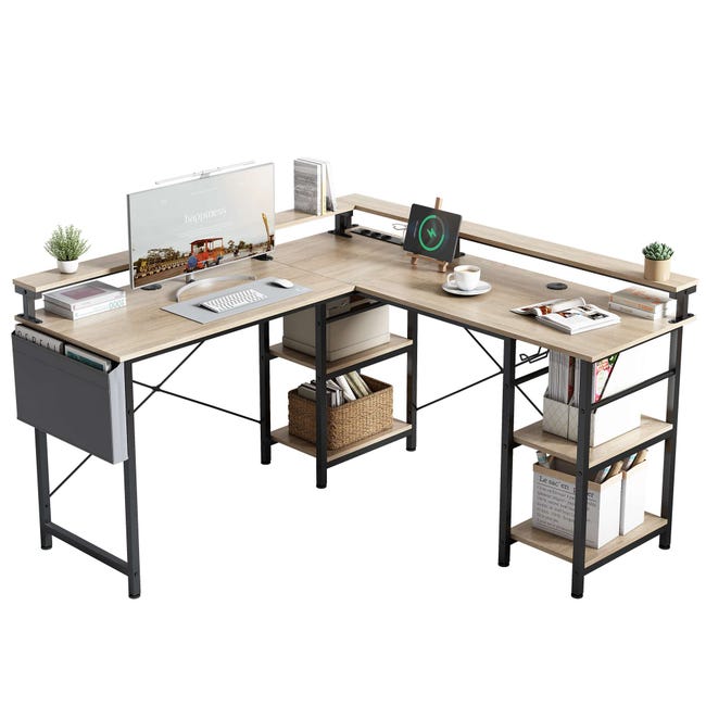 L-Shaped Gaming Desk with LED Lights
