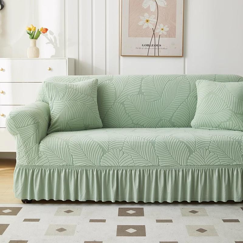 New Skirted Sofa Cover All Purpose  Four Season Anti Cat Scratch  Straight Row Three Seat Sofa Cover Cloth