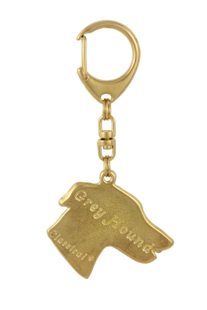 Greyhound, English Greyhound - Gilded Key Ring with Dog In Gift Box, Handbag Decoration, Luxury Accessory by Art-Dog Brand