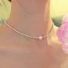 Single Pearl Pendant with Silver Accents, Collarbone Chain Necklace for Women, Light Luxury Niche Design, Unique and Versatile Accessory
