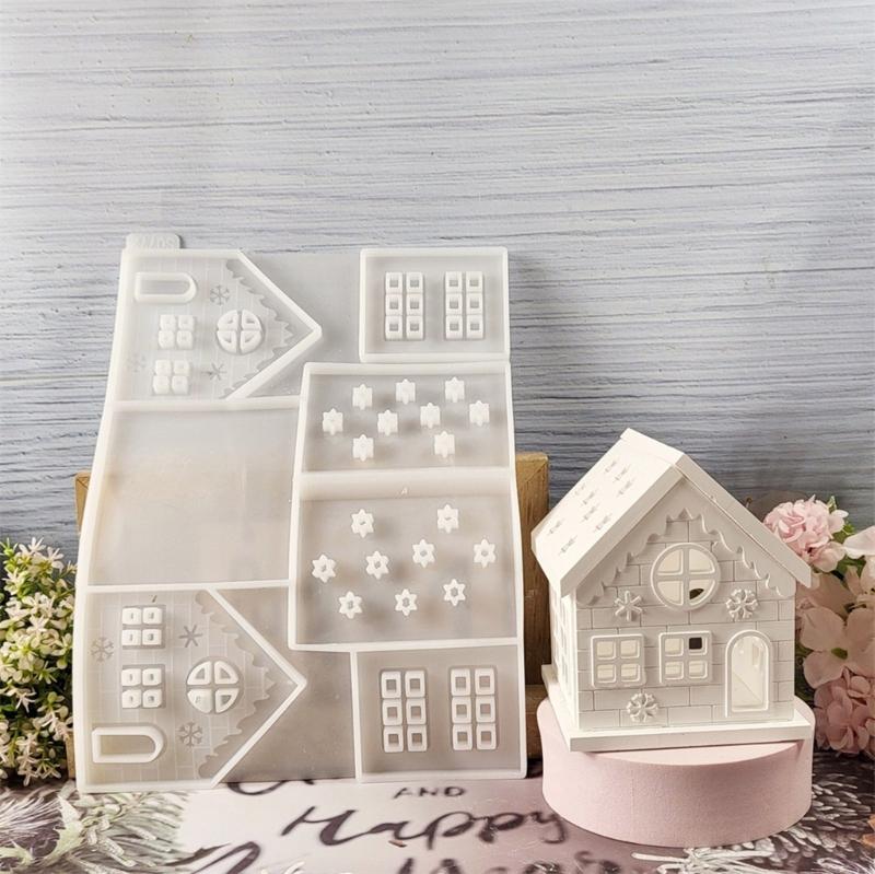 Desk Ornament Mould Flexible Silicone Mold for Miniature House Shaped Decoration Gypsum Molds Jewelry Making Supplies