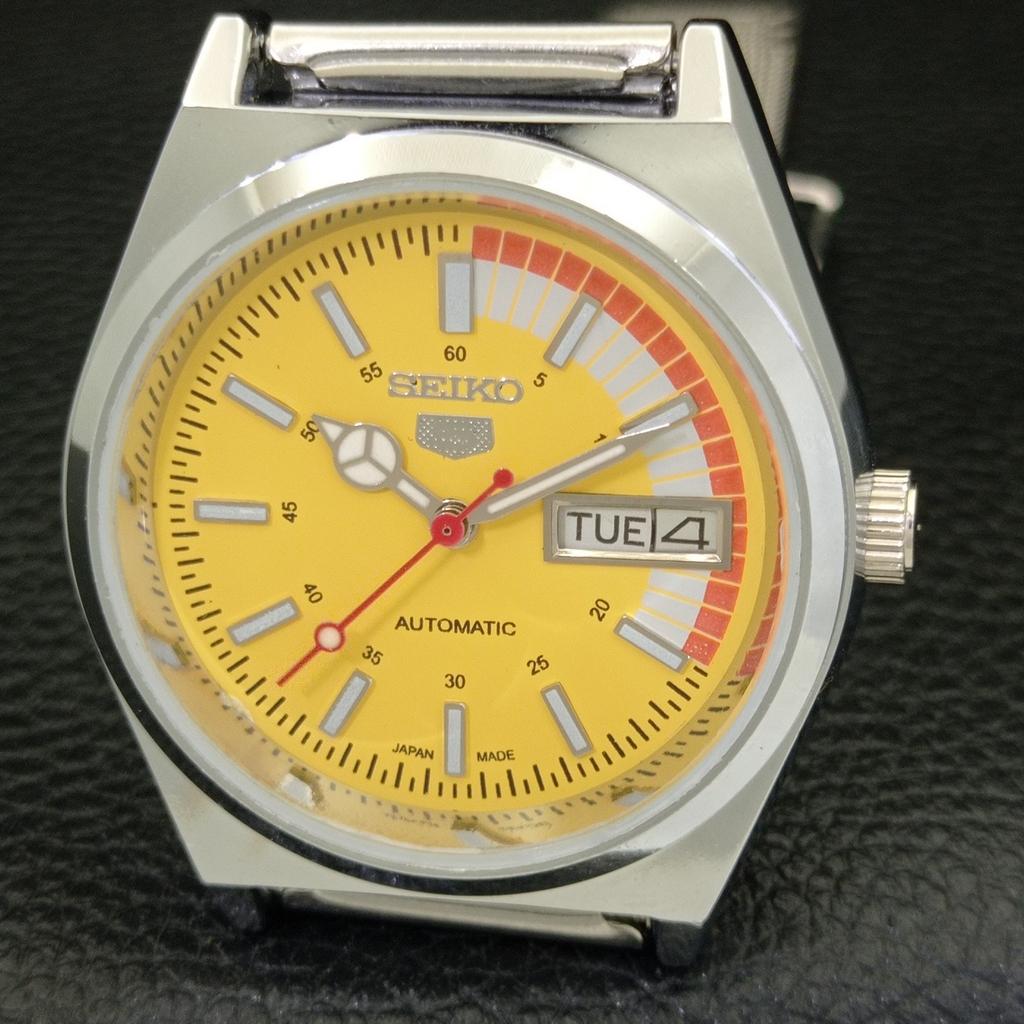 Seiko 5 AUTOMATIC VINTAGE REFURBISHED 6309A JAPAN MENS YELLOW WATCH A440908-4 Sk-a440908