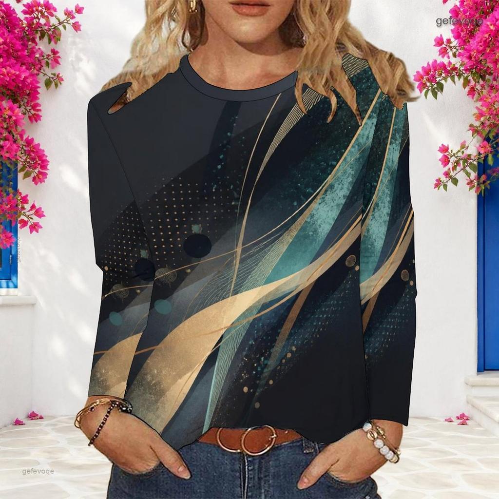 Women Plus Size Round Neck Long Sleeve Colorful Tie Dye Printed Pullover Sweatshirt