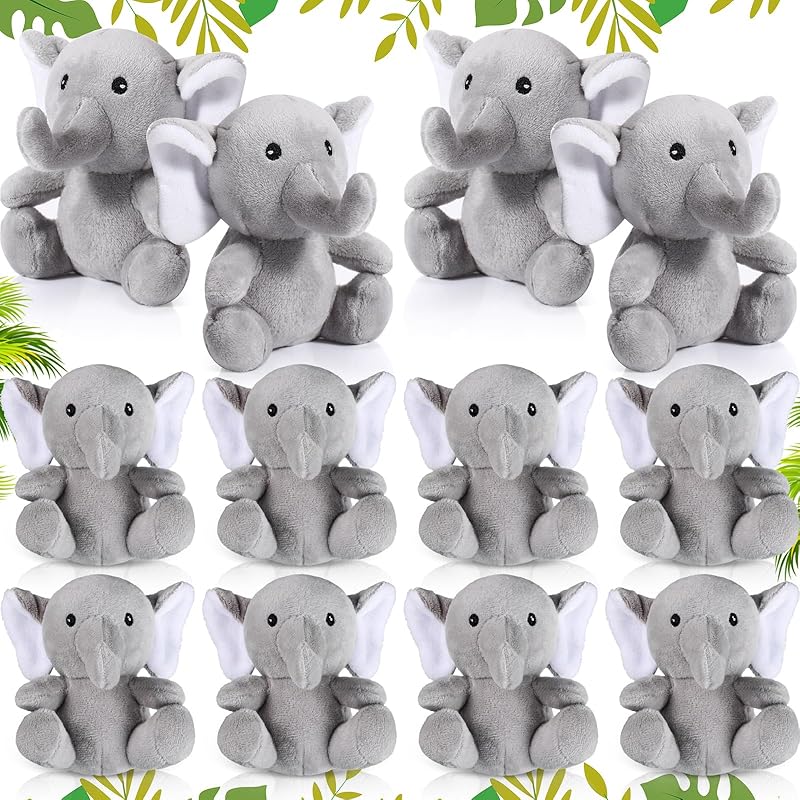 Jenaai 12 Pcs Mini Elephant Stuffed Animals 4 Inches Small Cute Soft Forest Plush Elephant Toys for Boys Girls Baby Shower Decorations Birthday Party