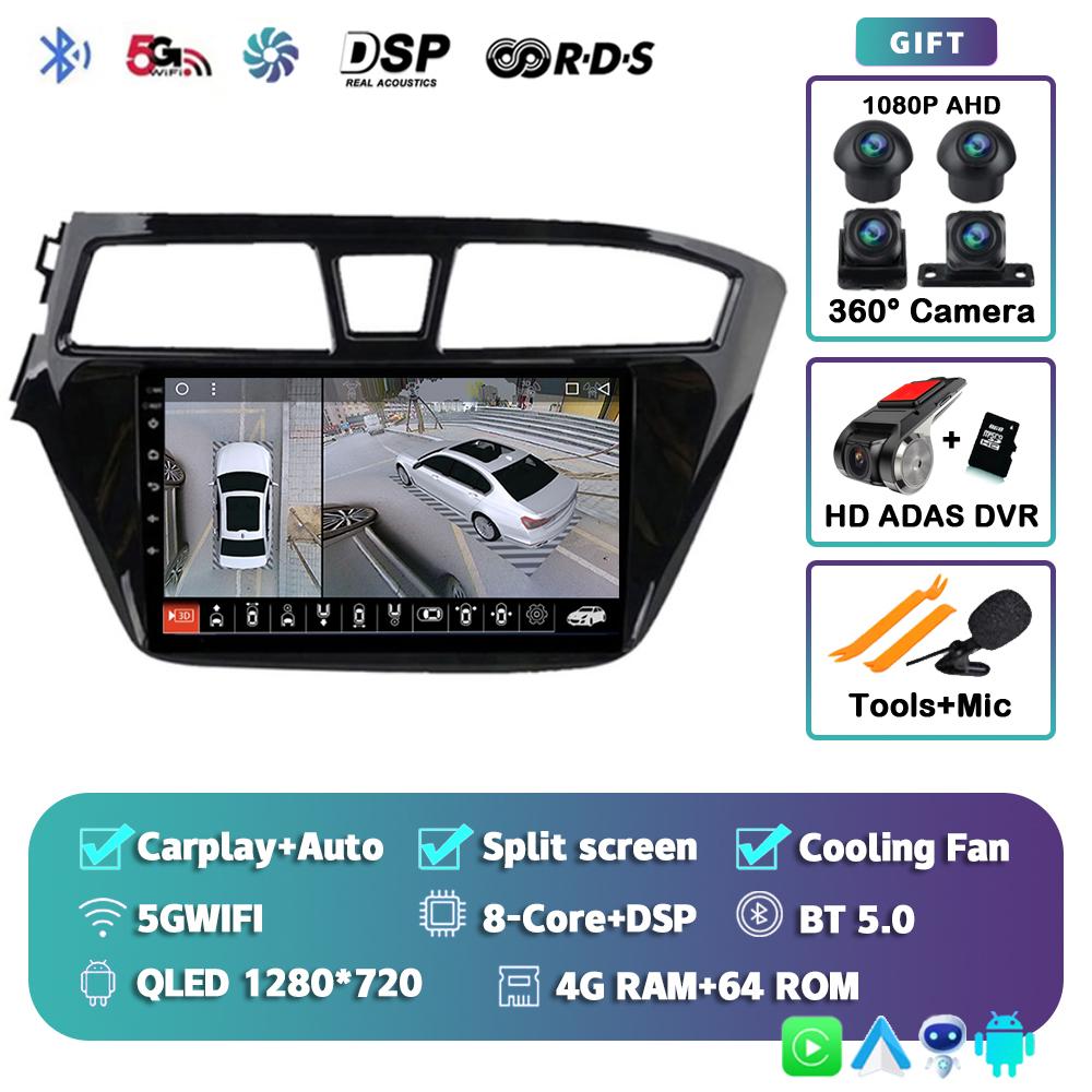 Android 14 Carplay Auto Car Radio For Hyundai I20 LHD 2015 2016 2017 2018 Navigation GPS Multimedia Video Player 2Din DVD Stereo