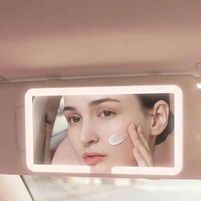 AUSTYLCO Car Vanity Mirror Sun Visor LED Rearview Mirror Universal Car Interior Mirror Lighting Smart Touch Rechargeable Easy Installation 3-Tone