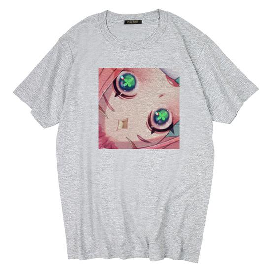 Dark Gothic Short Sleeve T-shirt Cute Cartoon Girl Streetwear Simple Casual Top Retro Loose E-Girl Summer Short Sleeve T-shirt