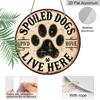 2D Flat 1pc, 8x8 In Round Aluminum Metal Art Logo, Dog Paw Print Slogan Pet Dog Paw Home Decoration Theme, Durable, Pre-Drilled, High Quality