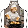 Men'S Polyester Apron | Cartoon Chef Cat Design | Adjustable Neck Strap | Non-Stretch Fabric | All-Season Kitchen Wear | Durable & Easy To Care | Idea