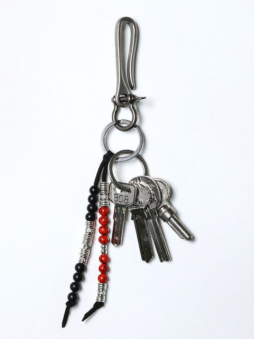 KND fish hook & red turquoise beads keyring