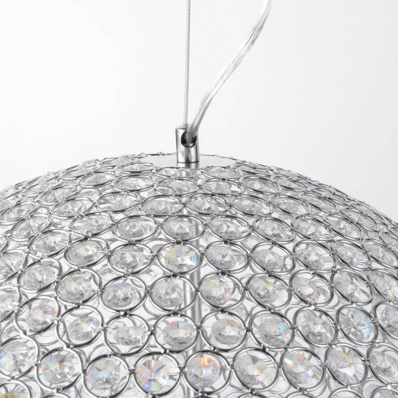 Modern Round Ball Iron Chandelier for Dining Room Bedroom Dia 40CM Led Lamps Simple Crystal Chandeliers Lustre Hanging Lighting