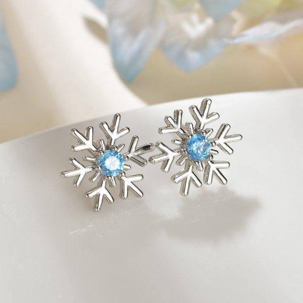 Crystal Christmas Snowflake Zircon Colorful Pearl Earrings Stud For Women Dangle Hook  Xmas Party  Jewelry Gift