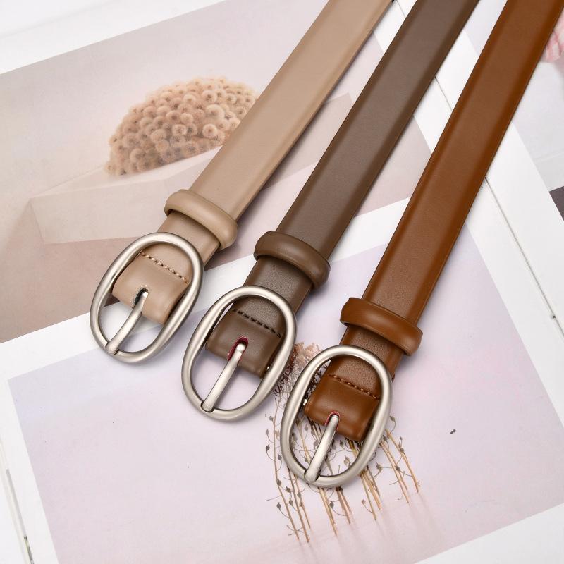 Belt Women'S Winter Casual Jeans With Decorative Thin Belt Cowhide Black Simple Women'S Belt