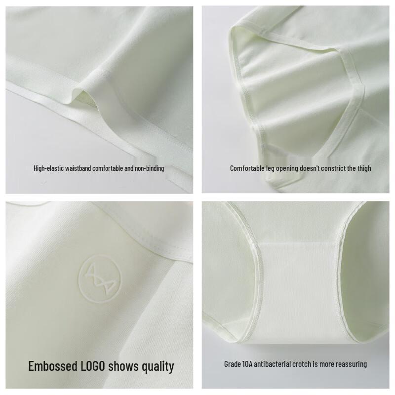 MiiOW Women's Class A Baby Cotton Antibacterial Mid-Waist Briefs (3-Pack)