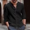 Hot Sale Hawaiian Fashion Men's Retro Button Cotton and Linen Casual Short Sleeve Shirt Pure Cotton