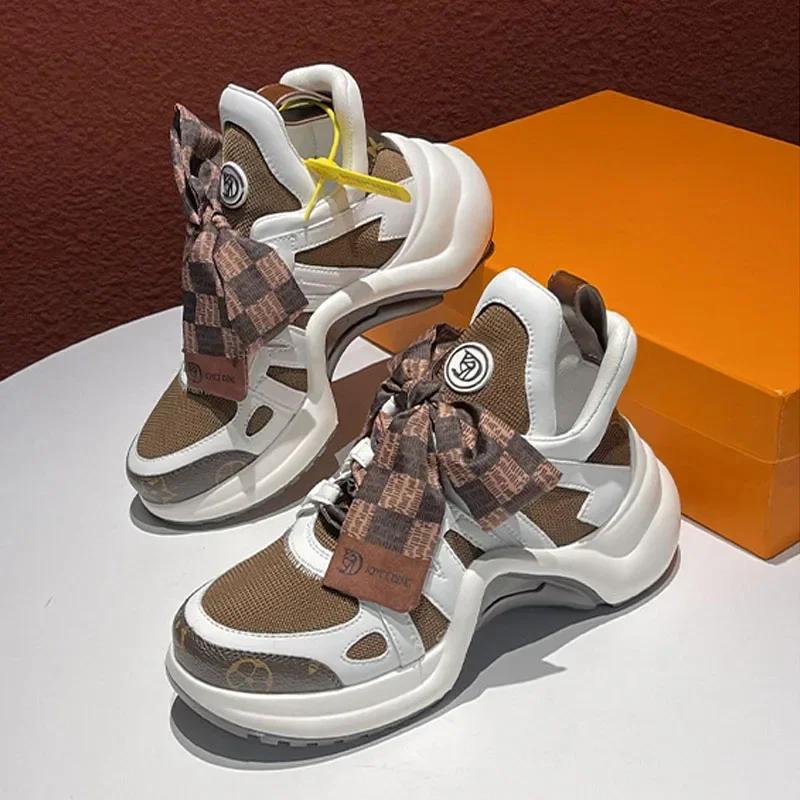 

Модные женские кроссовки, дизайнерская обувь, модные кроссовки на платформе, увеличивающие рост, новые женские кроссовки для ходьбы, бега и спорта 40 шоколадный