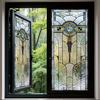 Buntglasfenster Sichtschutzfolie Vintage Dekorativ Mattiert Statisch haftend Wasserdicht PVC Wiederverwendbar UV Sonnenschutz Glasaufkleber Abdeckung