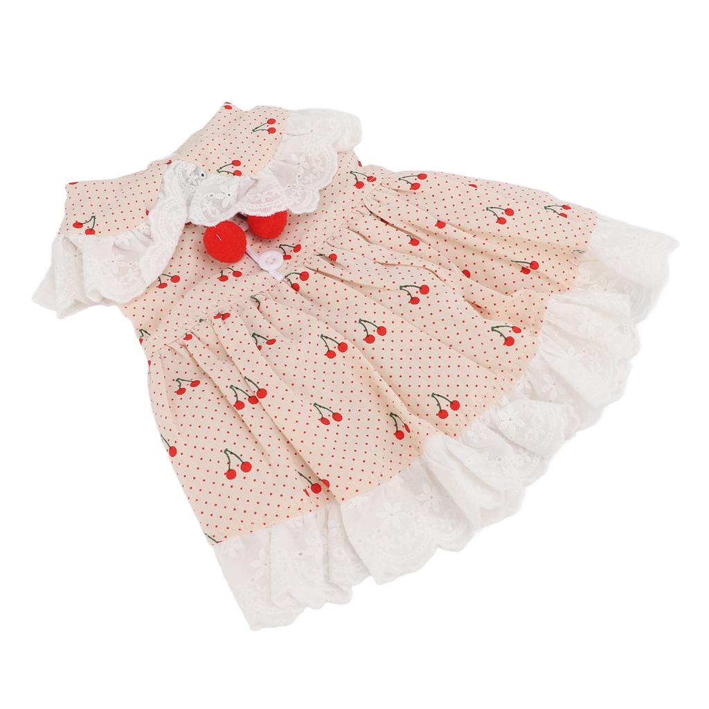 Pet Dress Cotton Breathable Soft Cherry Pattern Cute Pet Skirt for Puppy Bunny Small Pig